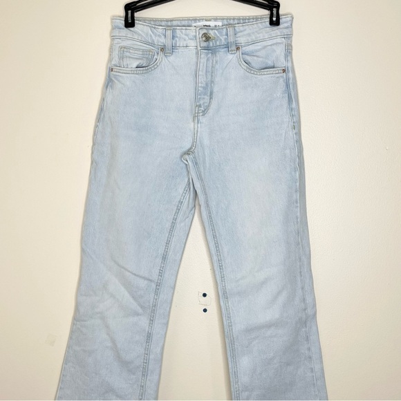 Mango Light Blue High Waist Wide Leg Raw Hem US 2 - Picture 3 of 7